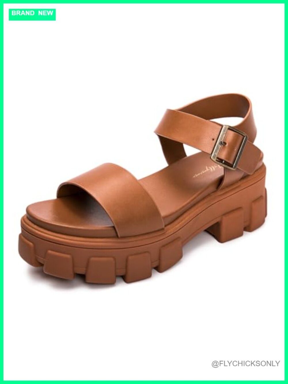 Women's Platform Wedge Sandals PU Adjustable Buckle Chunky Lug Sole